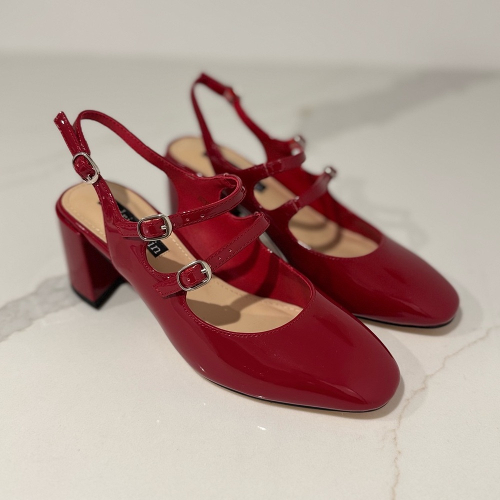 NWT Red Patent Leather Slingback Heels